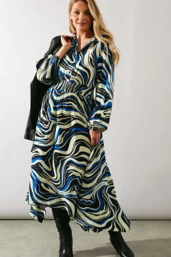 Abstract Swirl Shirt Dress