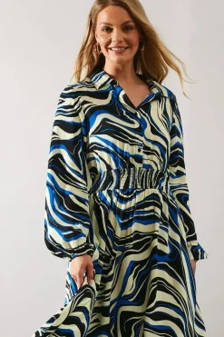 Abstract Swirl Shirt Dress