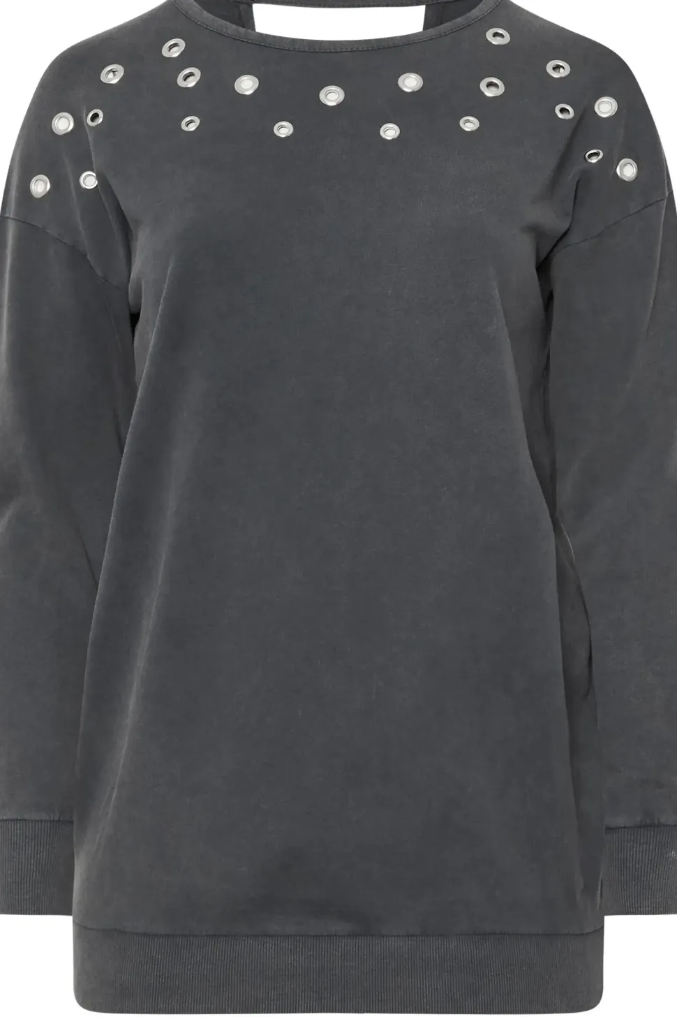 Acid Wash Eyelet Sweatshirt