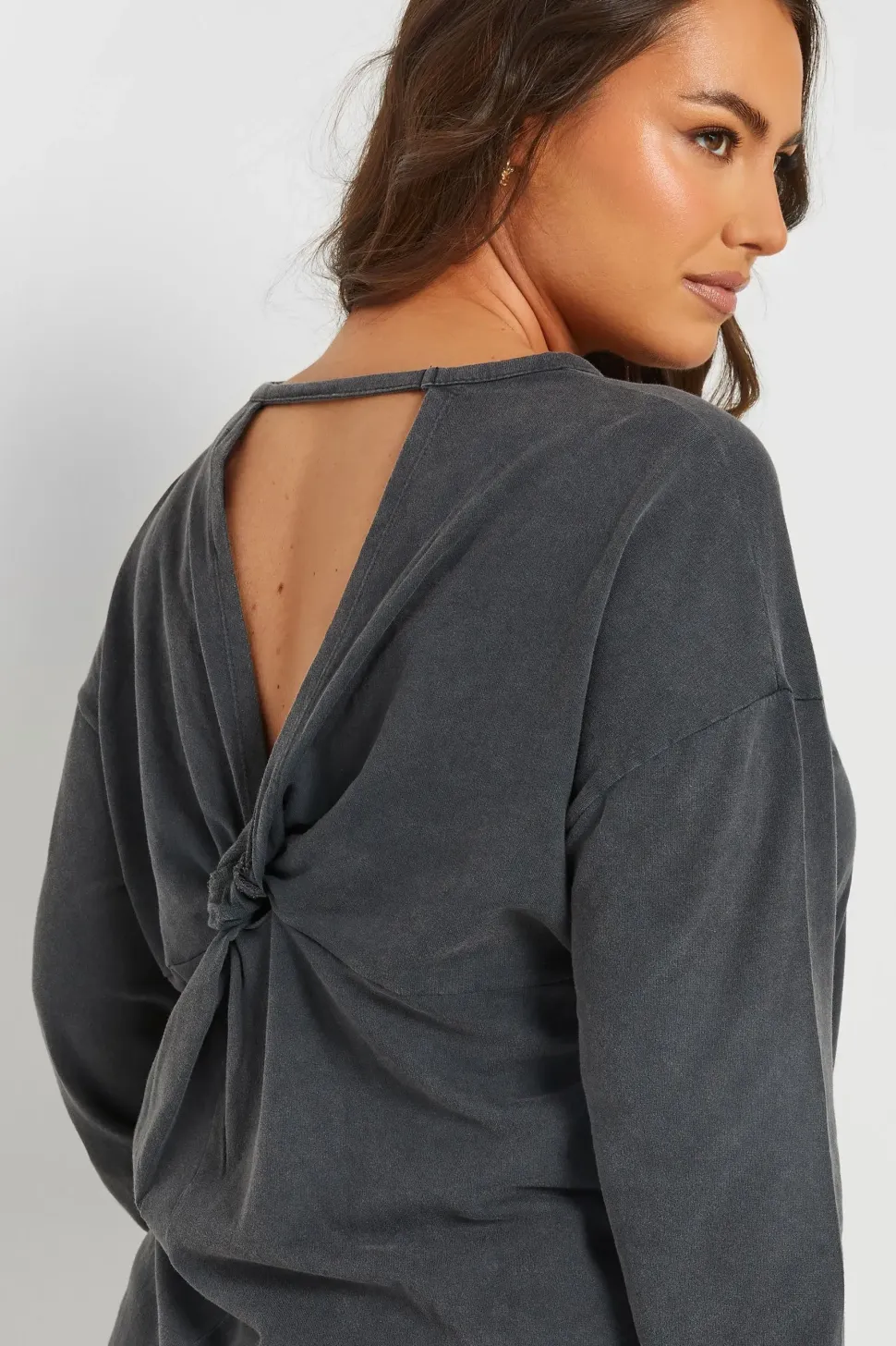 Acid Wash Eyelet Sweatshirt