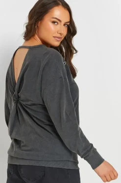 Acid Wash Eyelet Sweatshirt