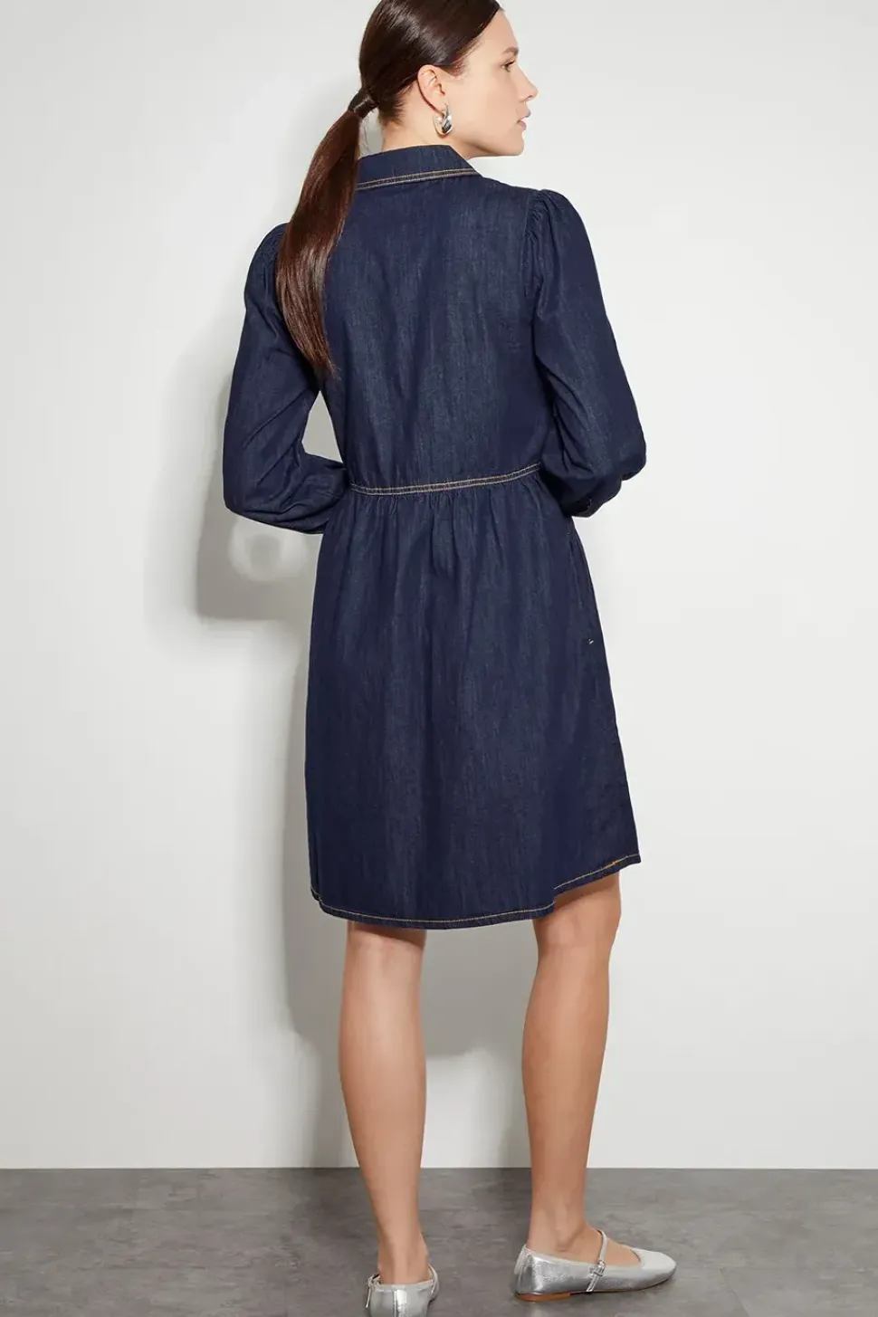 Adeena Denim Mini Shirt Dress