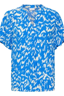 Agnes Short Sleeve V-notch Neck Blouse-