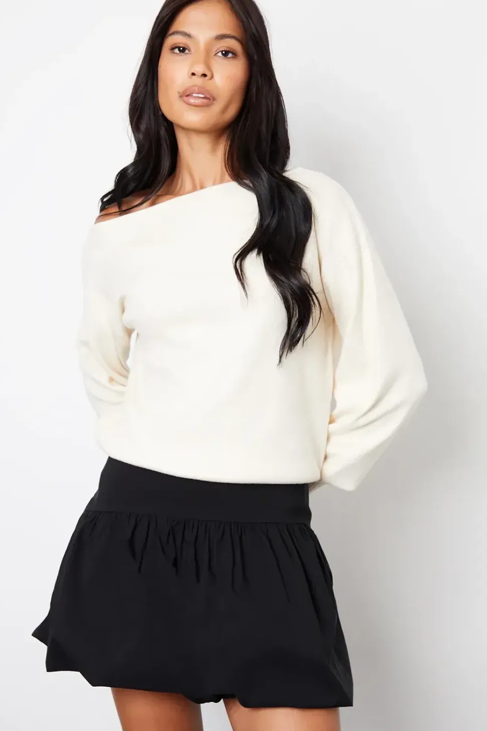 A-Line Mini Bubble Skirt With Stretch
