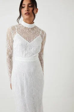 All Over Lace Long Sleeve Fishtail Wedding Dress