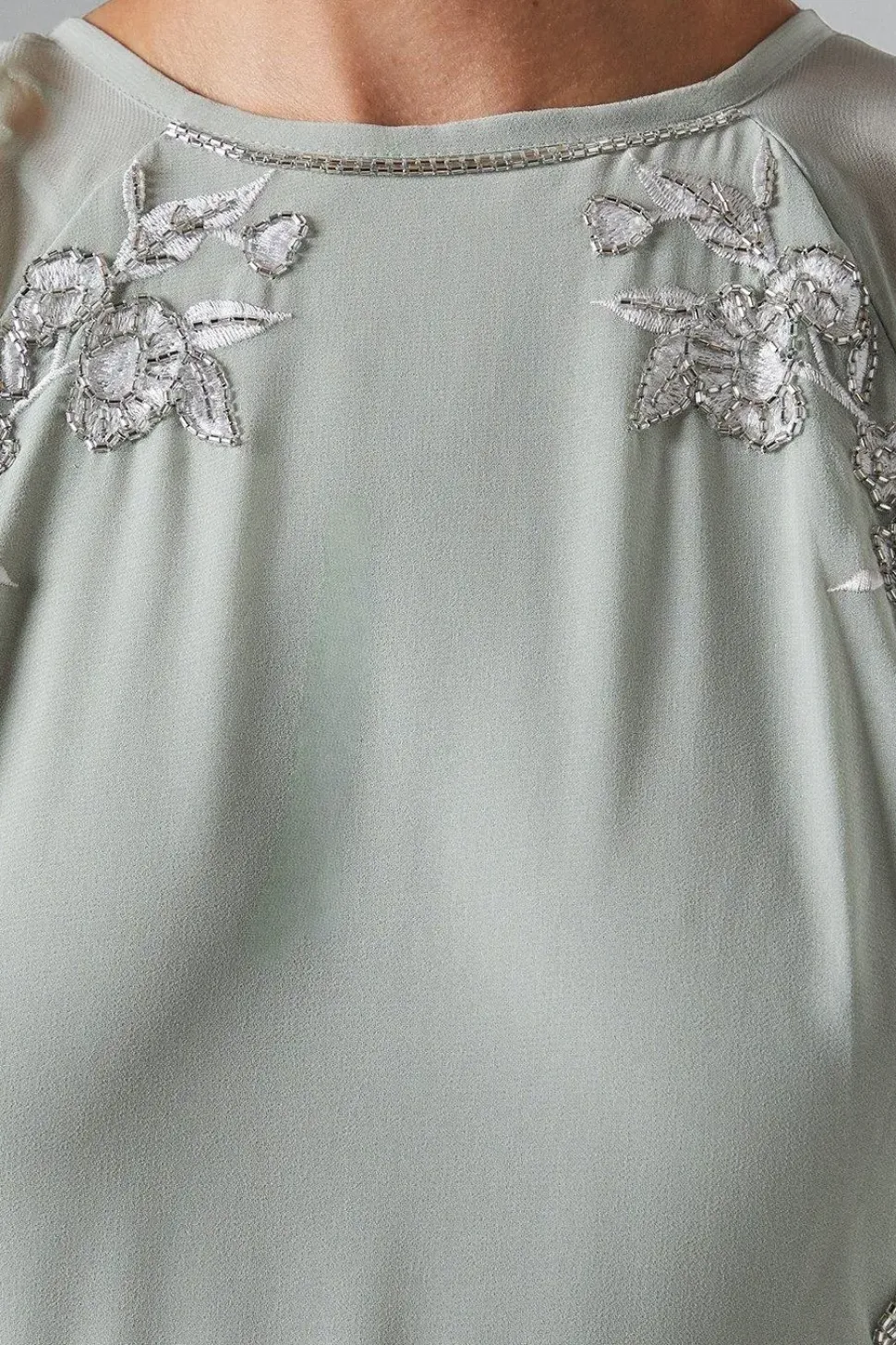 Angel Sleeve Embroidered Winter Floral Bridesmaid Maxi Dress