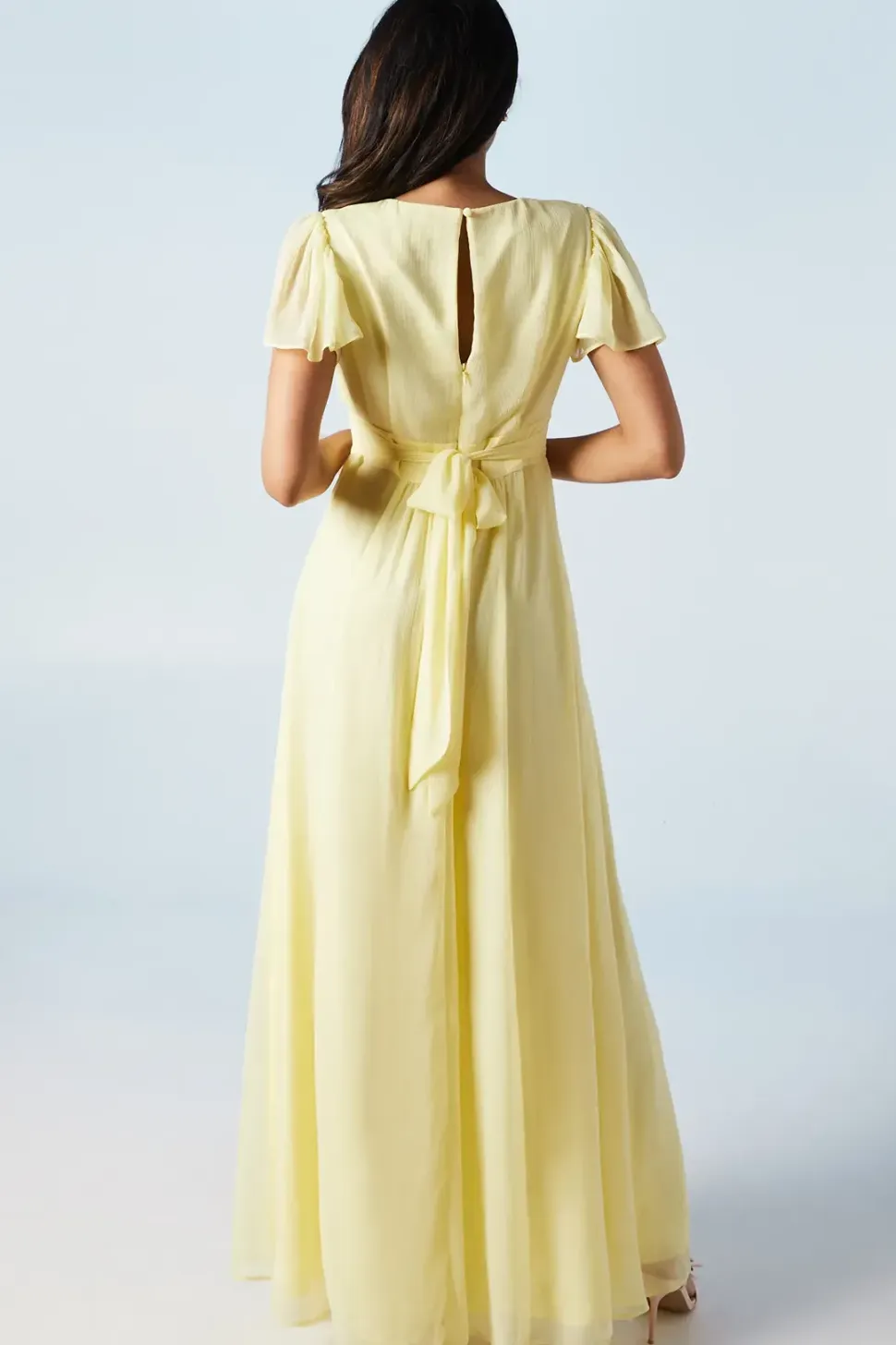 Angel Sleeve Georgette Bridesmaids Maxi Dress