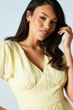 Angel Sleeve Georgette Bridesmaids Maxi Dress