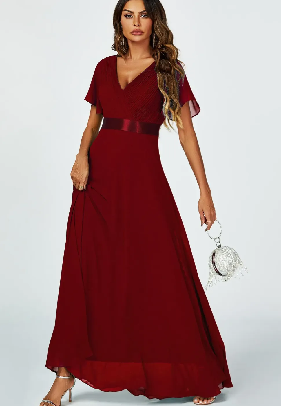 Angel Sleeves Empire Waist Bridesmaid Dress