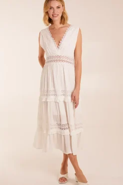 Angel Sleeve Tiered Maxi Dress