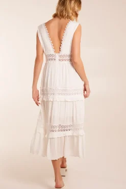 Angel Sleeve Tiered Maxi Dress