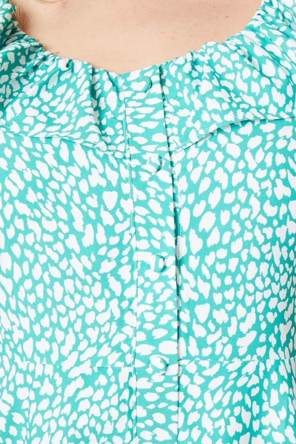Animal Button Front Angel Sleeve Blouse