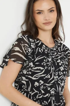 Animal Button Through Angel Sleeve Midi Dress