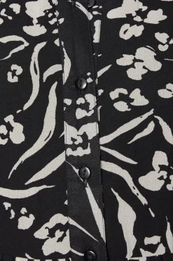 Animal Button Through Angel Sleeve Midi Dress