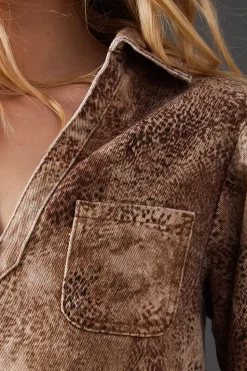 Animal Denim Overhead Shirt Dress