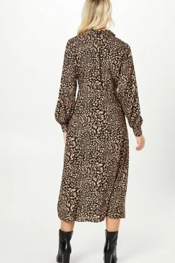 Animal Empire Half Placket Midi Shirt Dress