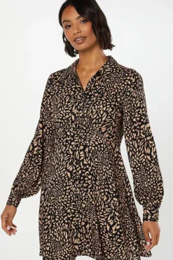Animal Empire Half Placket Mini Shirt Dress