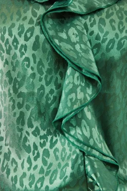 Animal Jacquard Ruffle Blouse