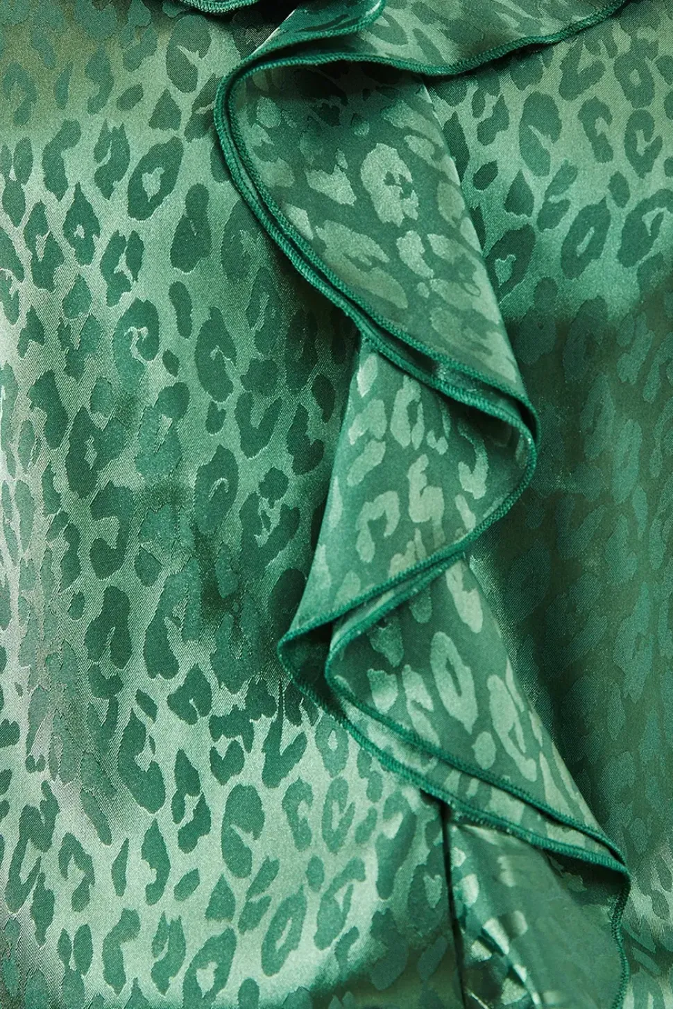 Animal Jacquard Ruffle Blouse