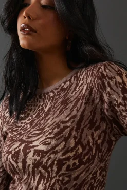 Animal Jacquard Slouchy Knitted Midaxi Dress