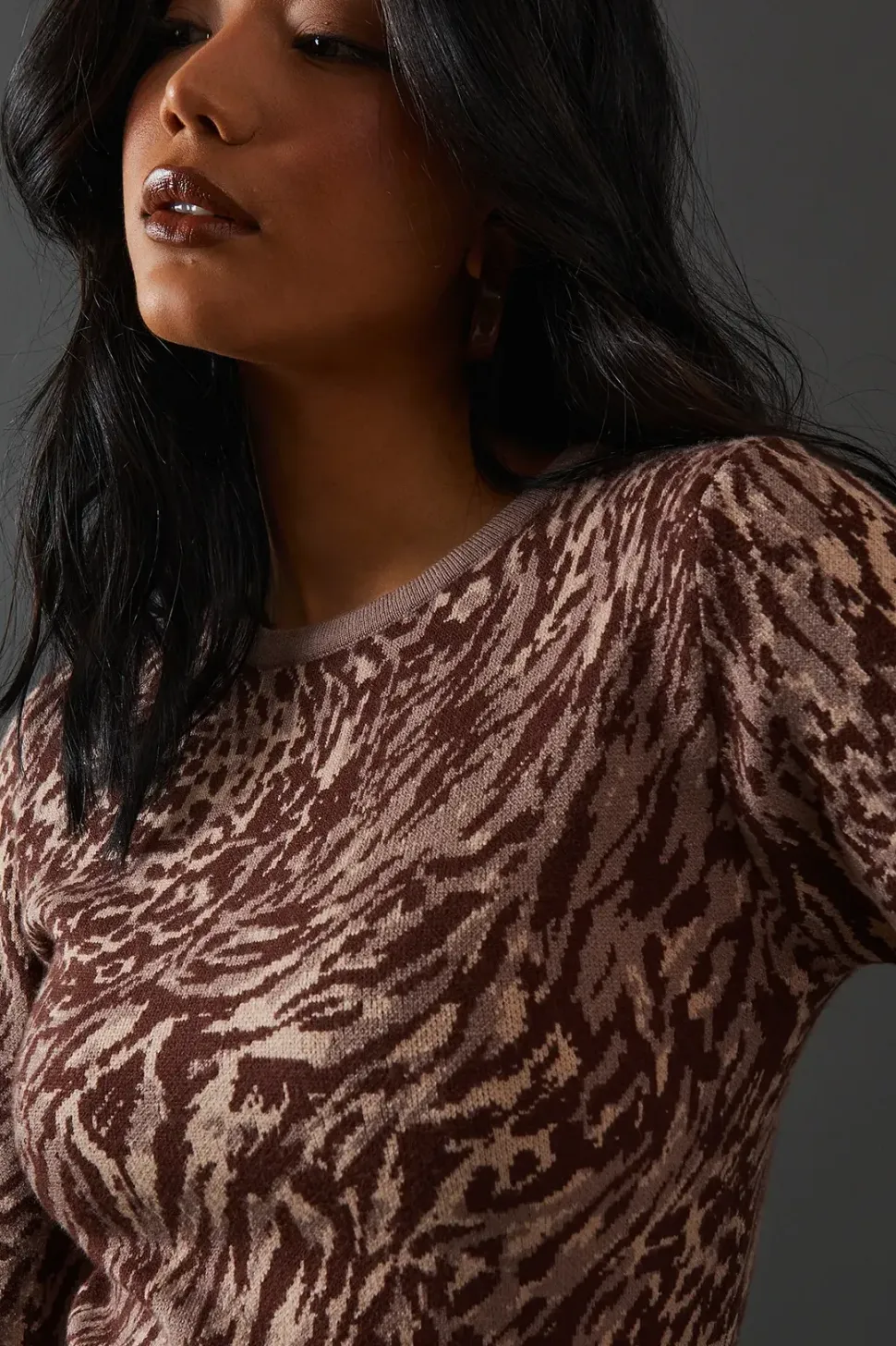 Animal Jacquard Slouchy Knitted Midaxi Dress