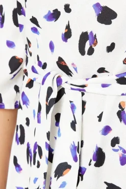 Animal Print Belted Midi Dress