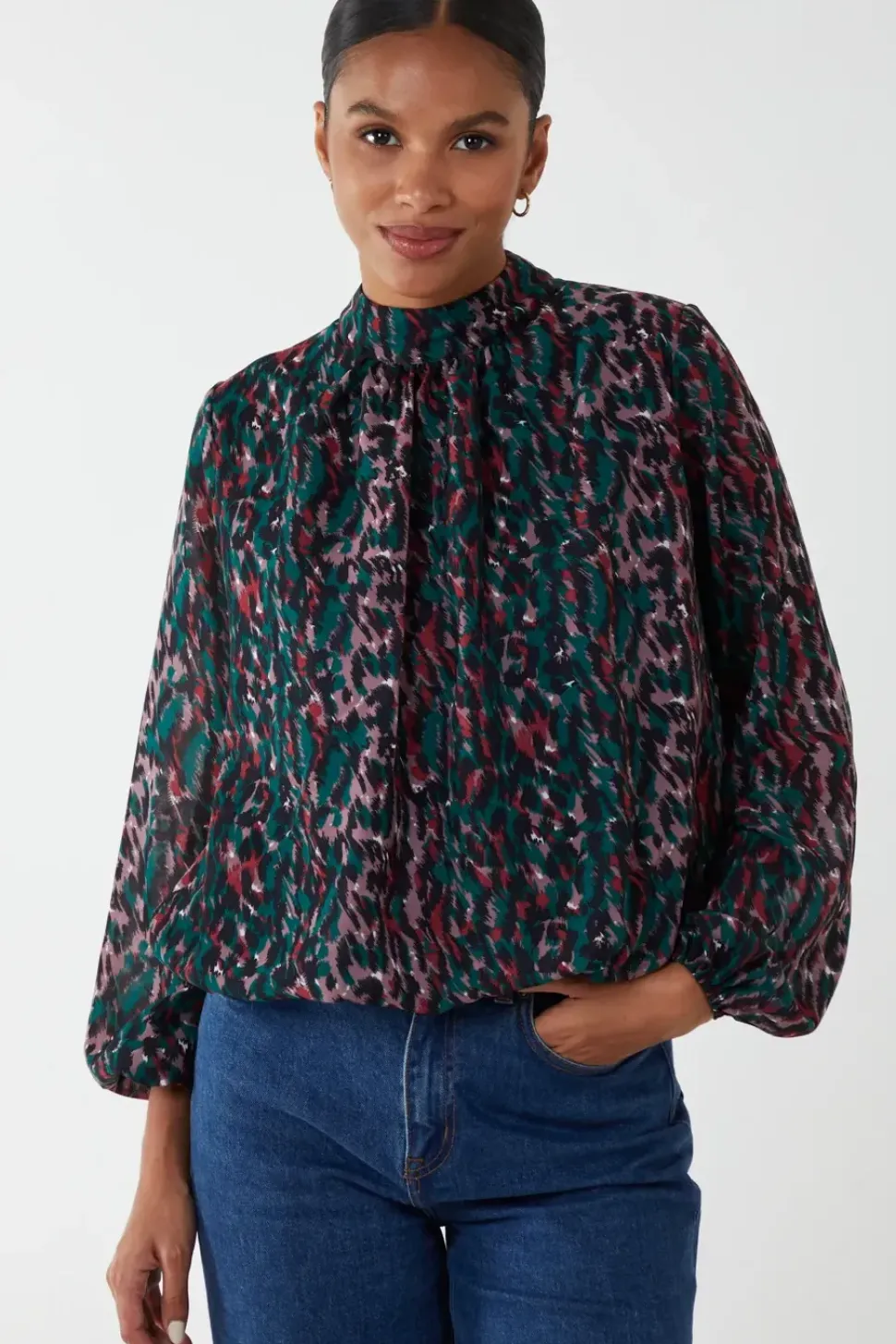 Animal Print Blouson Top