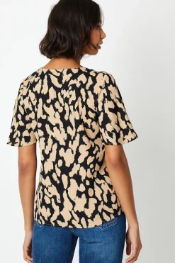 Animal Print Button Front Blouse