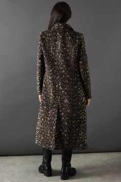 Animal Print Button Through Tailored Coat