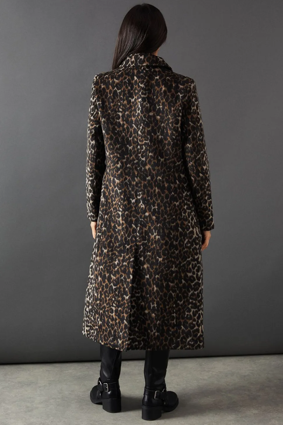 Animal Print Button Through Tailored Coat