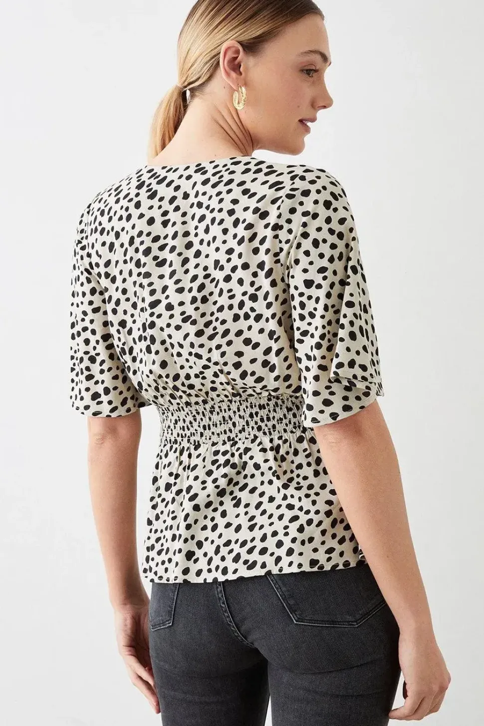 Animal Print Button Through Tea Blouse