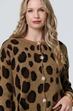 Animal Print Button-Up Boxy Cardigan