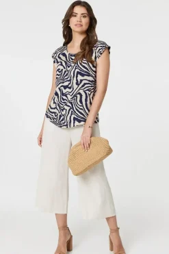 Animal Print Cap Sleeve Shell Top