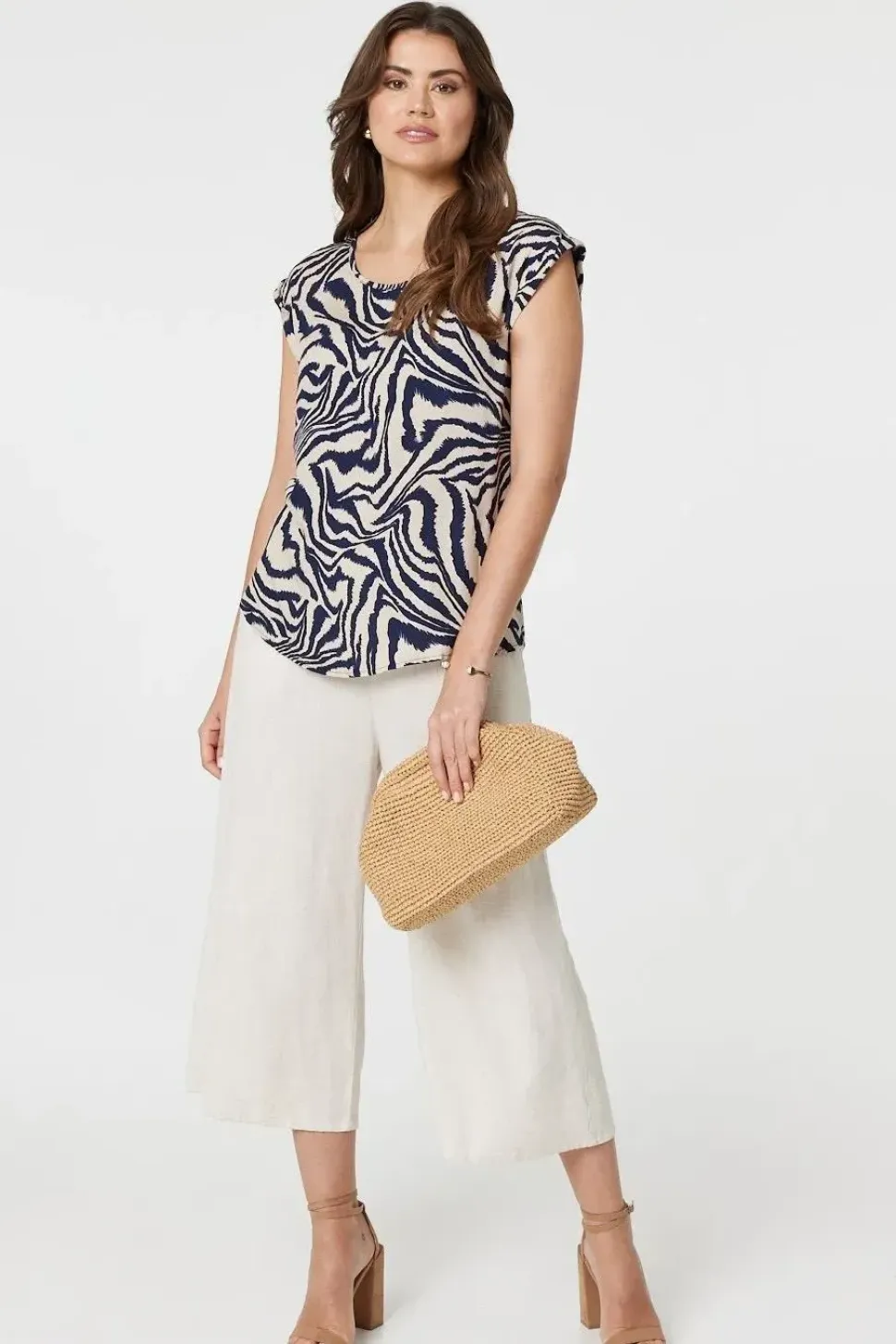 Animal Print Cap Sleeve Shell Top