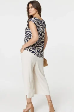 Animal Print Cap Sleeve Shell Top