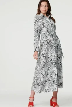 Animal Print Collared Shirt Dress