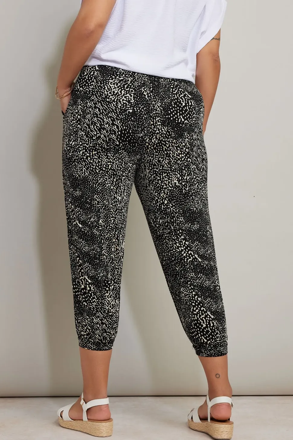 Animal Print Cropped Harem Joggers