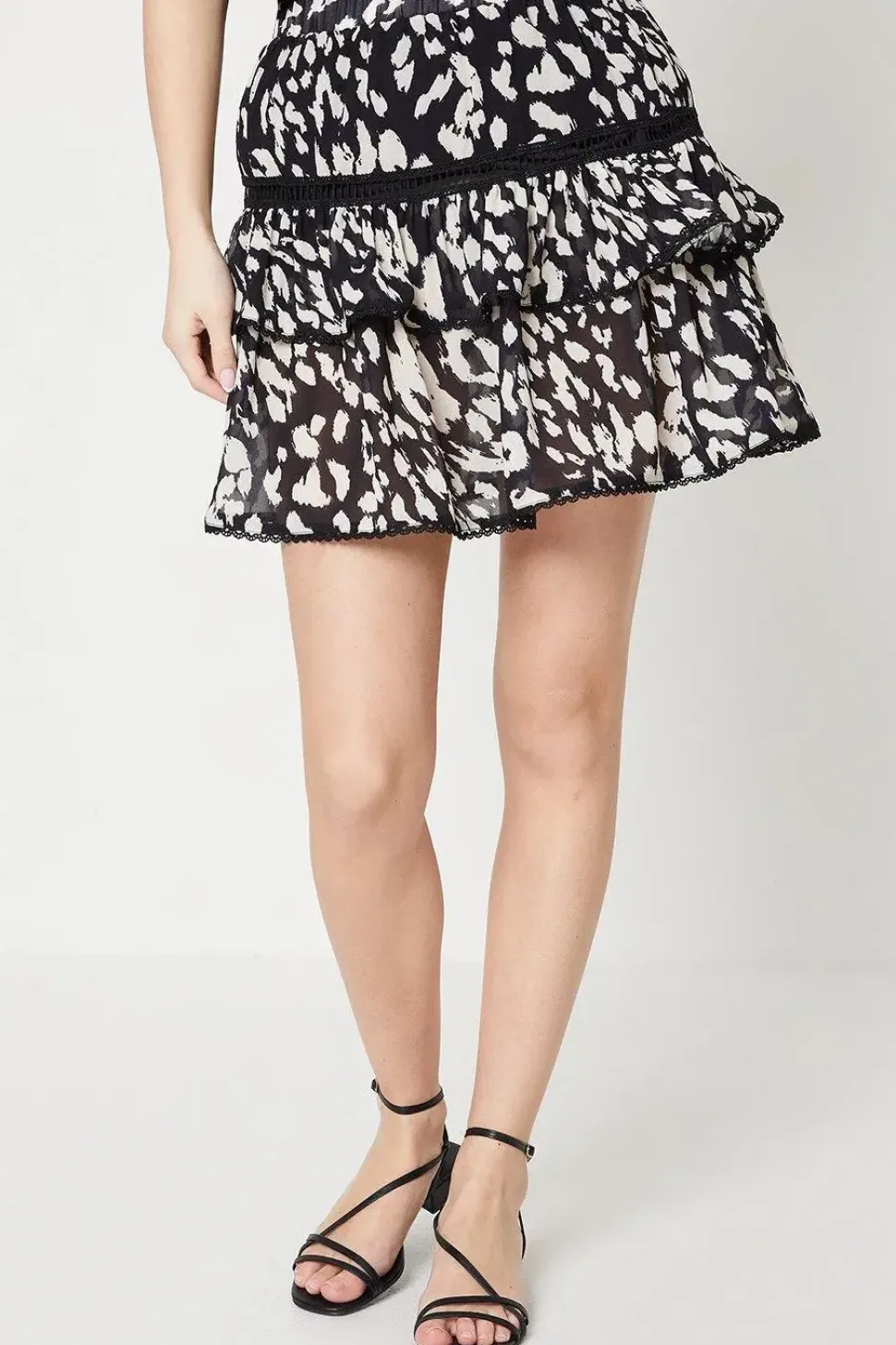 Animal Printed Tiered Mini Skirt