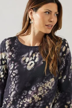 Animal Print Flute Sleeve Shift Dress