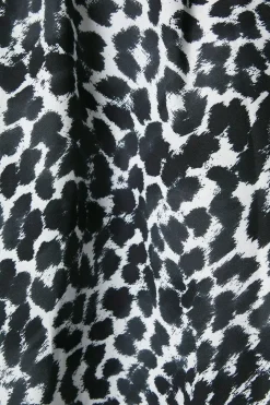 Animal Print Flutter Sleeve Zip Midi Shirt Dress