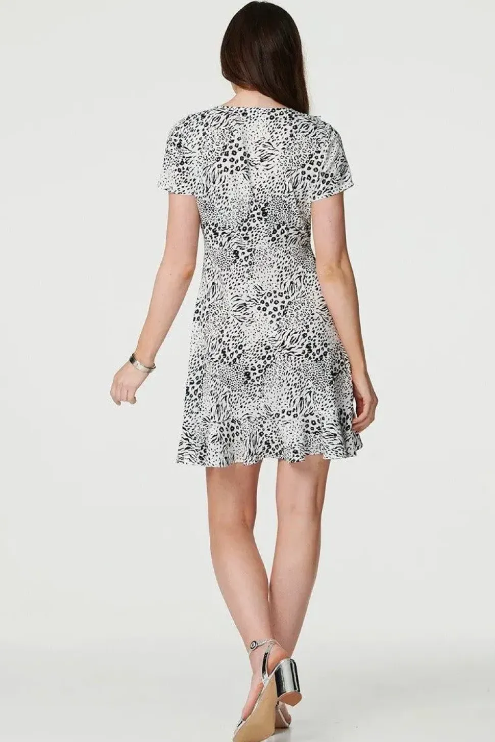 Animal Print Frilled Short Dress