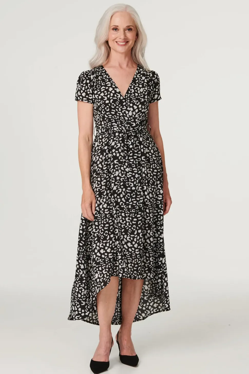 Animal Print High Low Maxi Dress