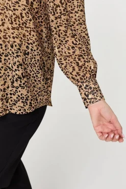 Animal Print High Neck Loose Fit Blouse