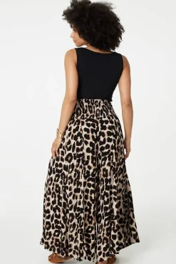 Animal Print High Waist Wide Leg Trousers