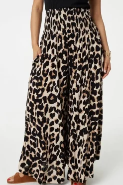 Animal Print High Waist Wide Leg Trousers