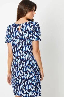 Animal Print Jersey Short Sleeve Shift Dress