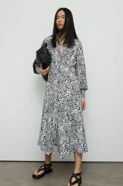 Animal Print Midi Shirt Dress