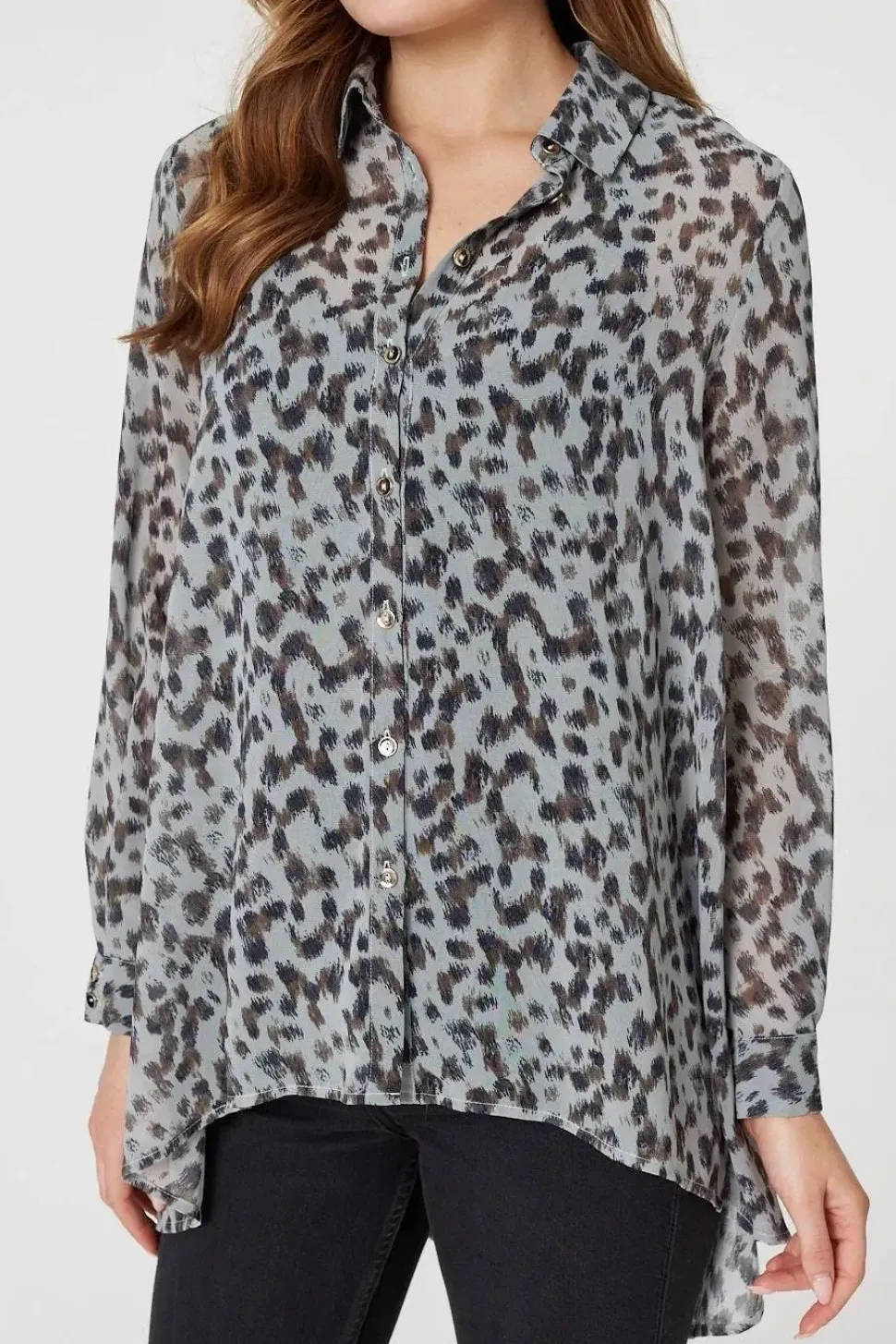Animal Print Oversized Blouse