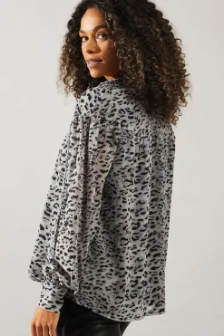 Animal Print Pussybow Blouse