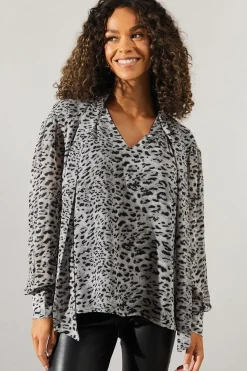 Animal Print Pussybow Blouse
